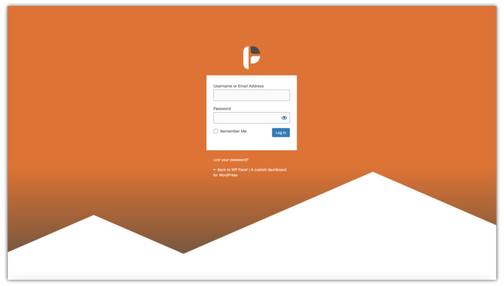 wp panel custom login area design for wordpress