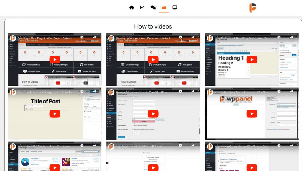 educational videos to help navigate WordPress dashboard